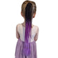 purple ponytail on hair tie